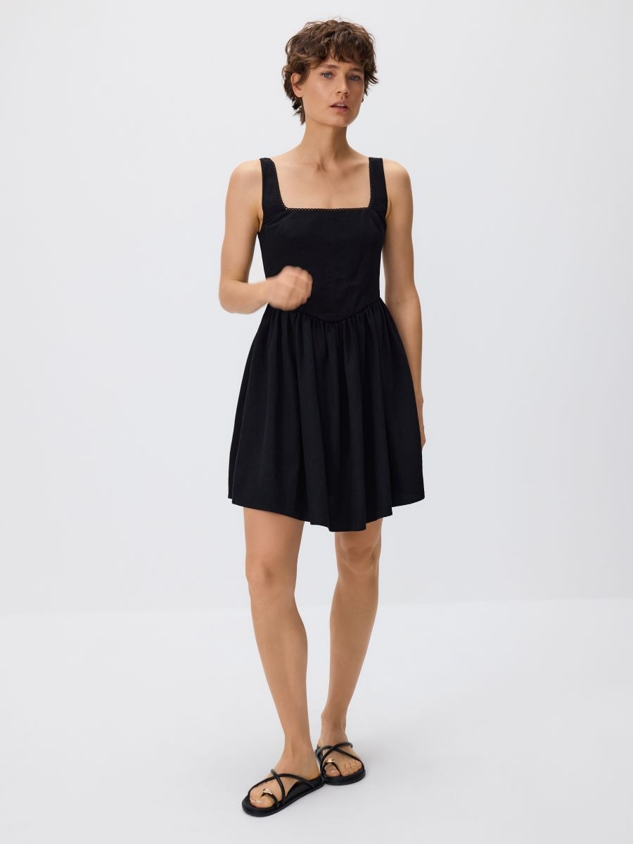 Viscose blend mini dress - black - RESERVED