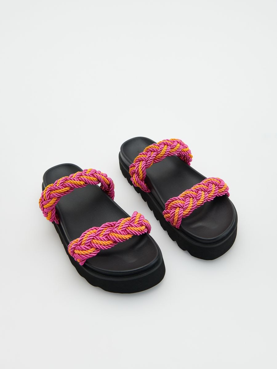High heel slides with woven vamp - multicolor - RESERVED - 2