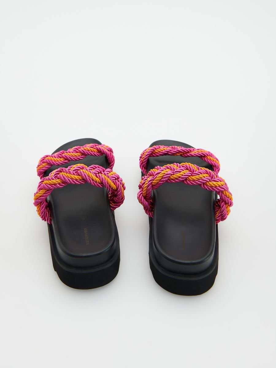 High heel slides with woven vamp - multicolor - RESERVED - 4