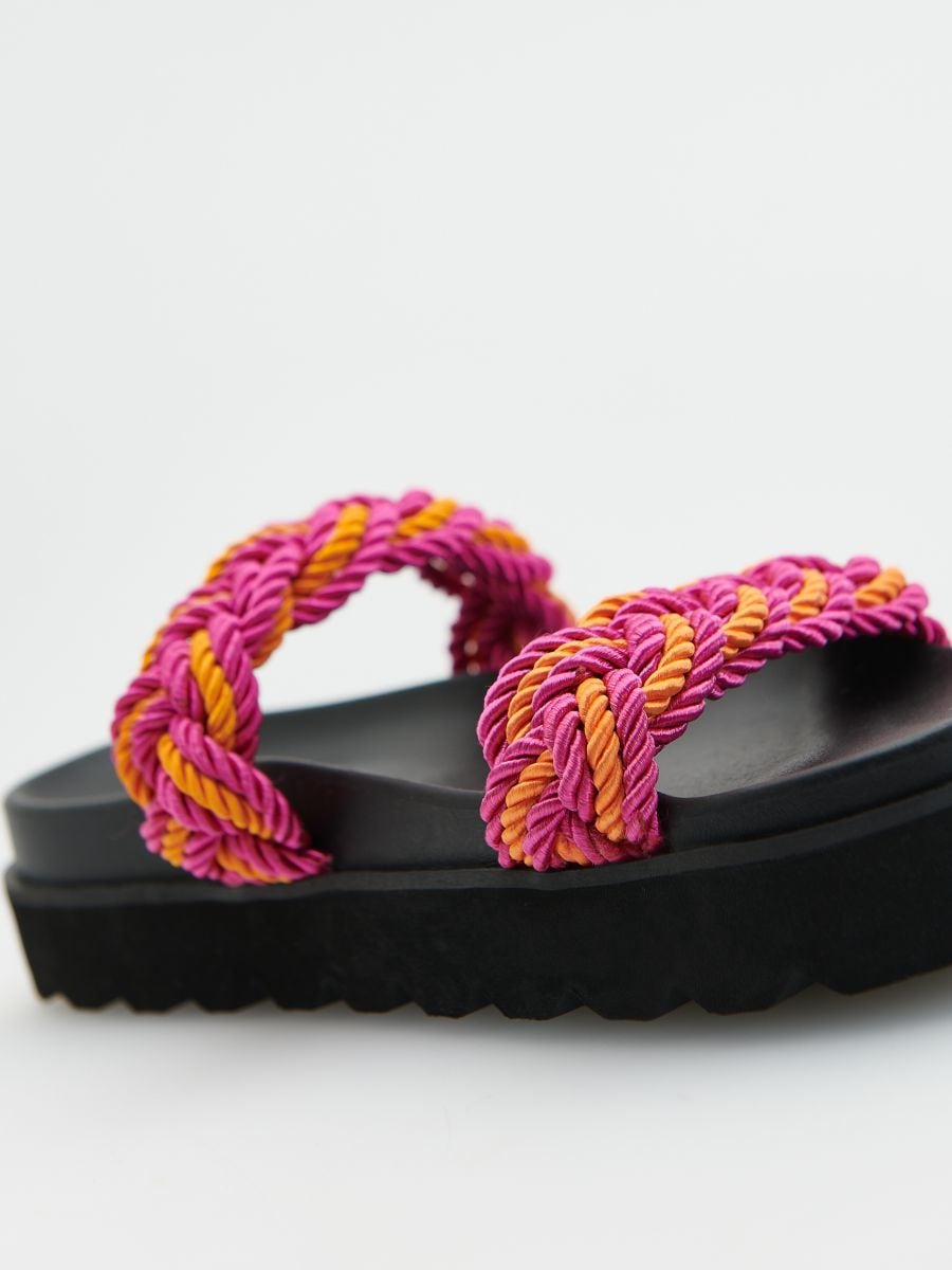 High heel slides with woven vamp - multicolor - RESERVED - 3
