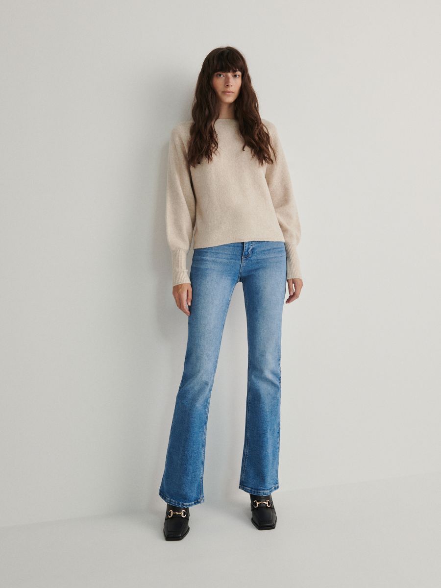 Pullover mit U-Boot-Ausschnitt - beige - RESERVED - 2