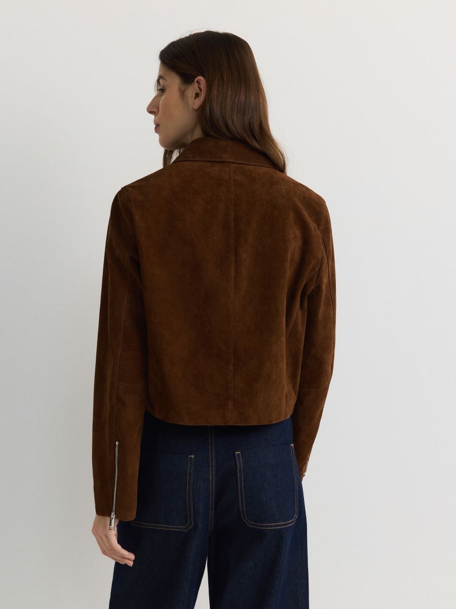 Suede jacket with collar - golden brown - RESERVED - 5