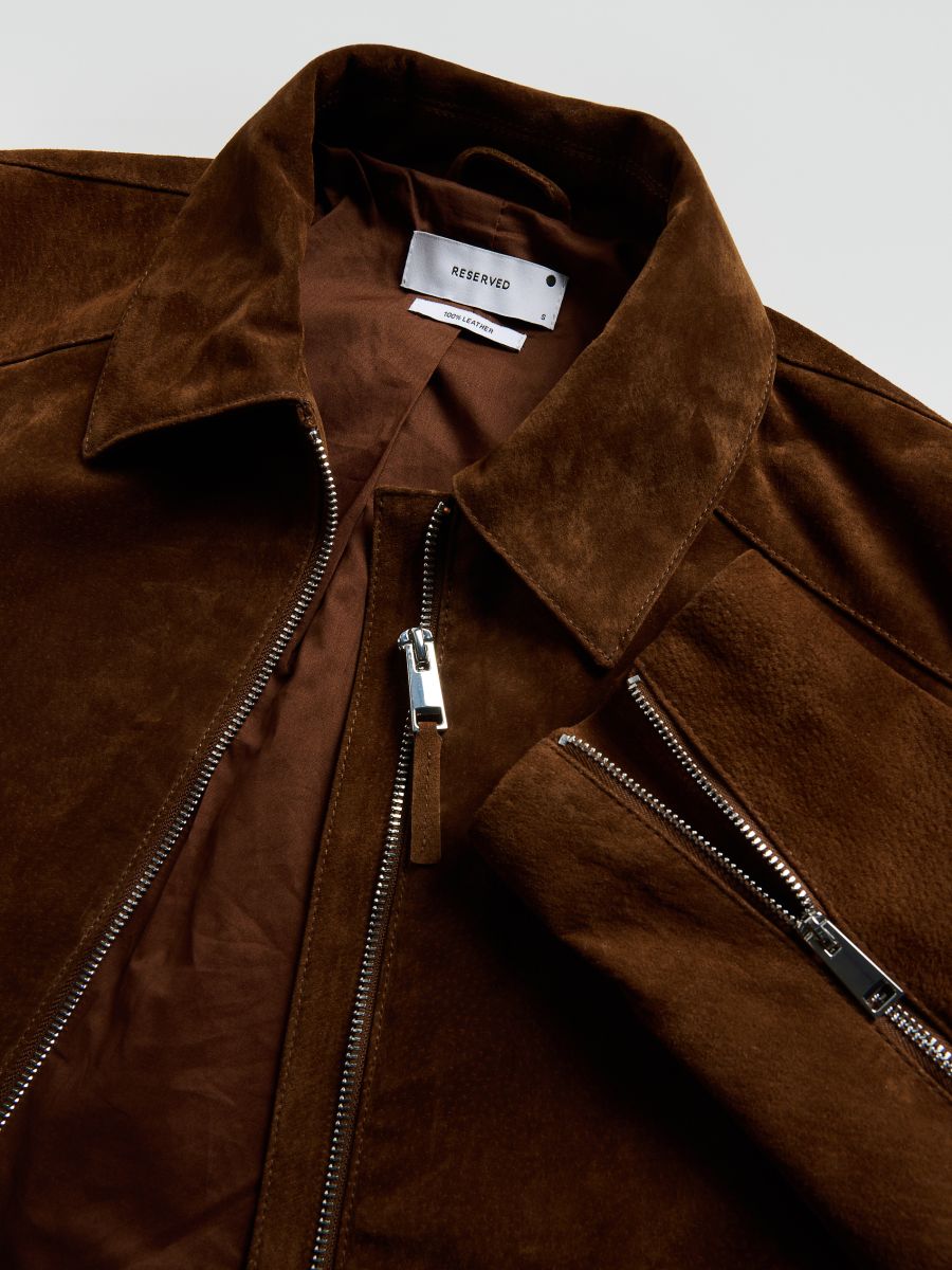 Suede jacket with collar - golden brown - RESERVED - 7