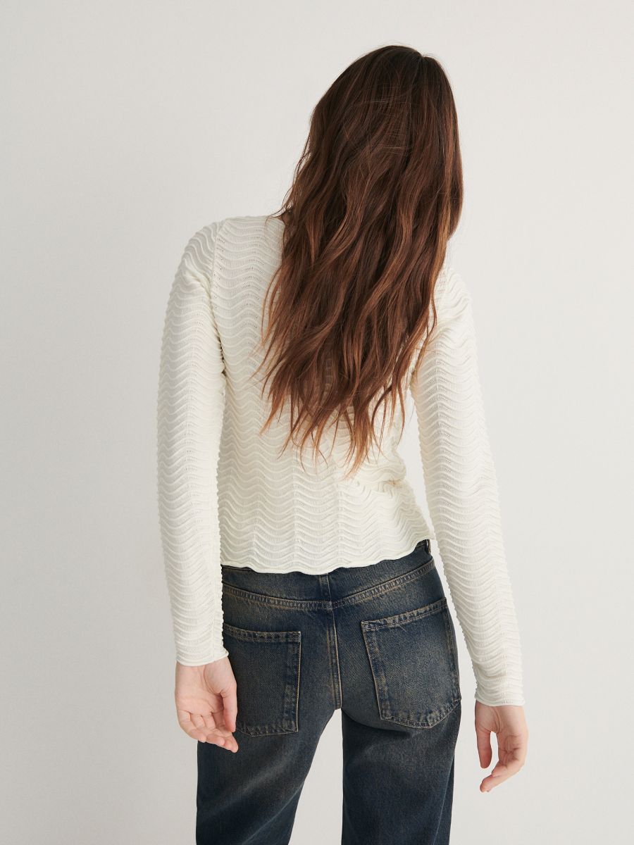 Jumper in textured knit - cream - RESERVED - 3
