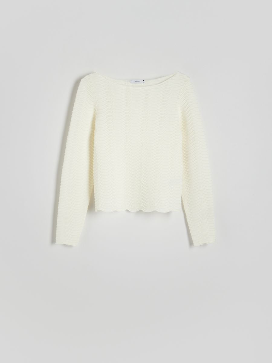 Jumper in textured knit - cream - RESERVED - 4