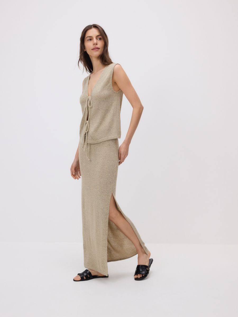 Krilo iz džersija in mešanice viskoze - beige - RESERVED - 2