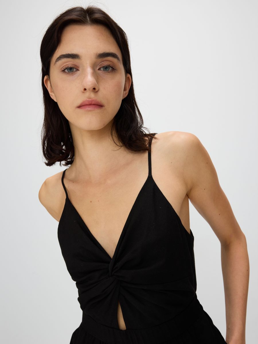 Linen blend playsuit - black - RESERVED - 3