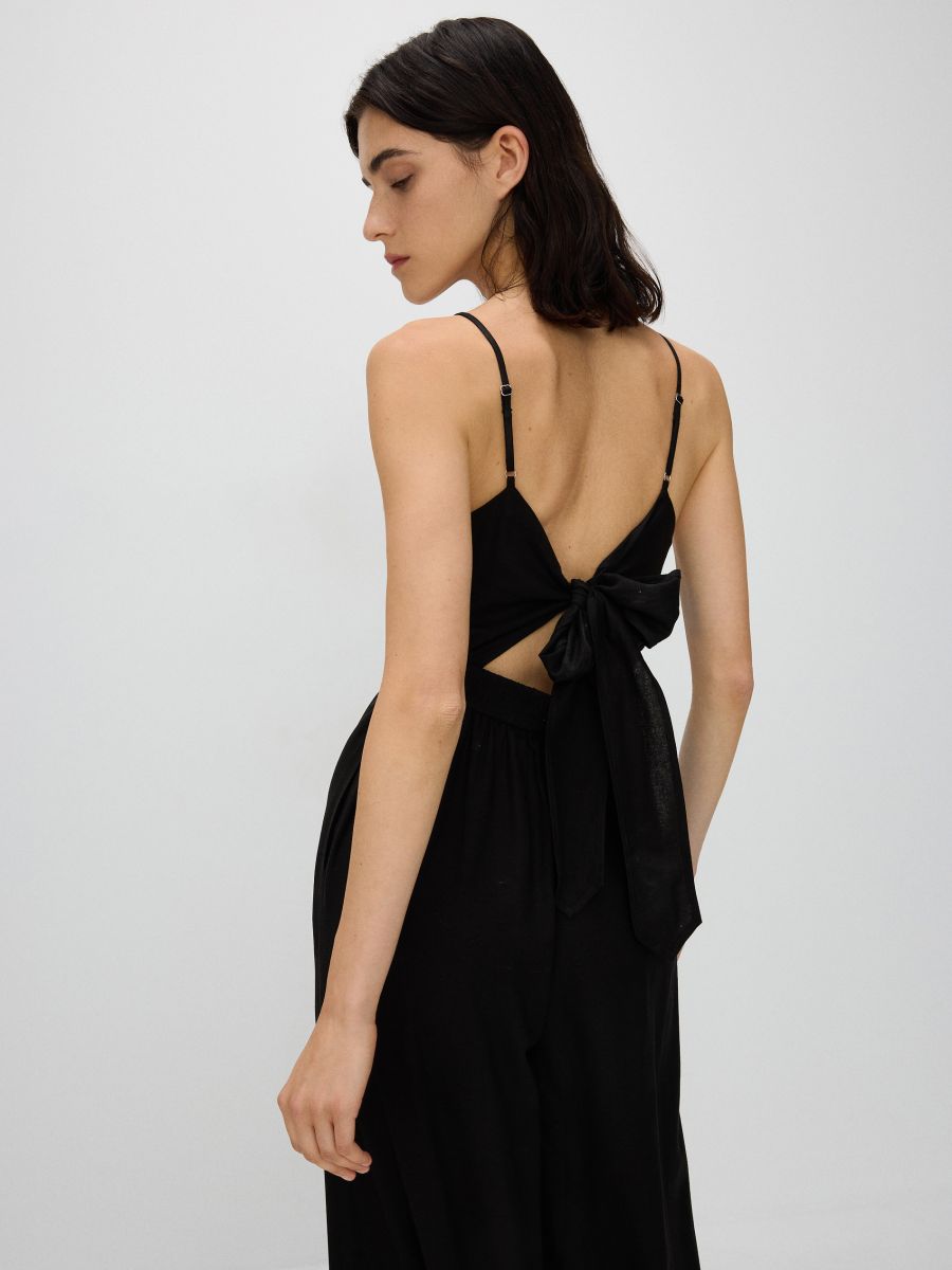 Linen blend playsuit - black - RESERVED - 4