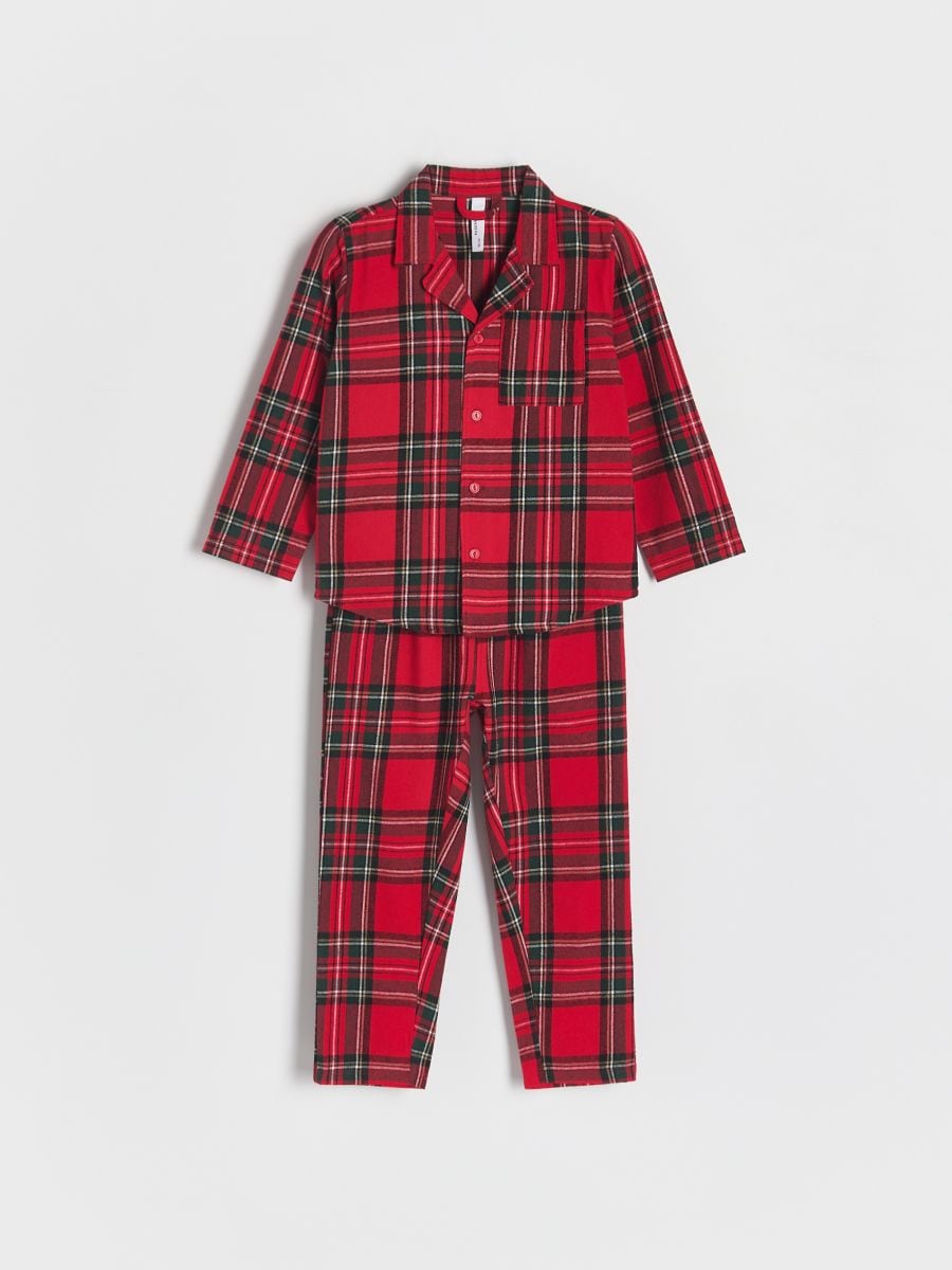 Weihnachtliches kariertes Pyjama-Set aus Flanell - rot - RESERVED