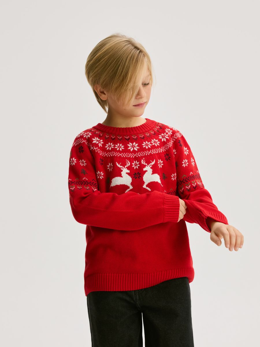 Коледен пуловер - червeн - RESERVED