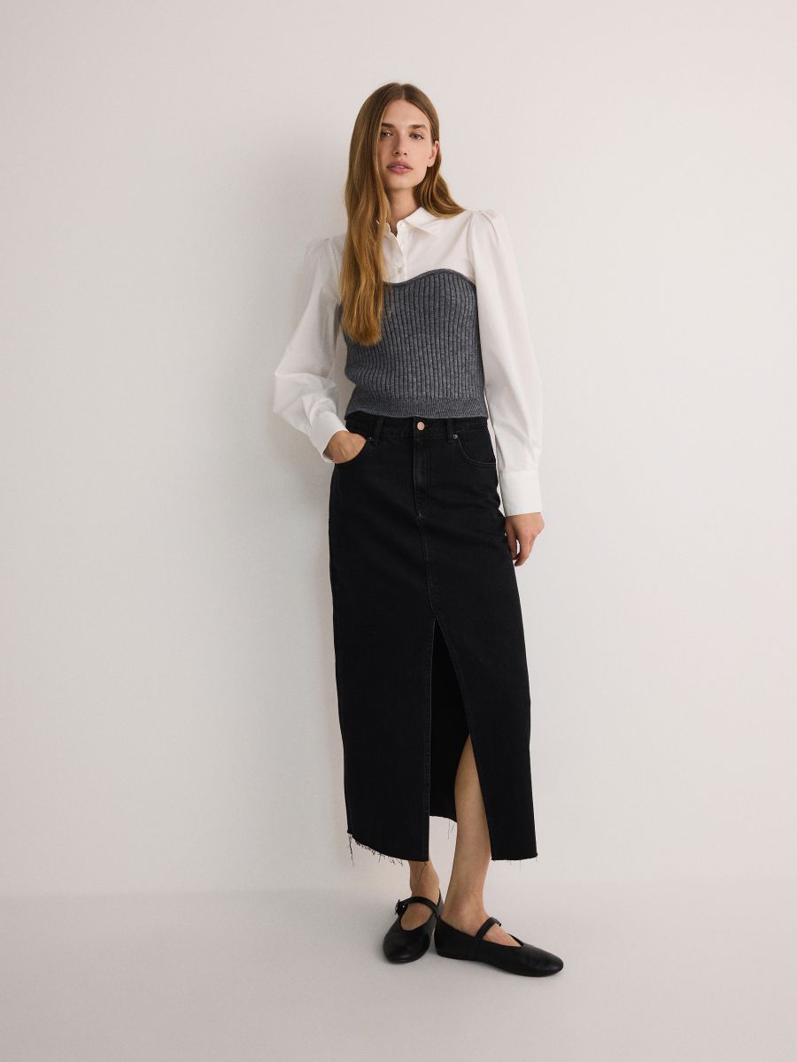 Knit corset with shirt - mid grey - RESERVED - 2