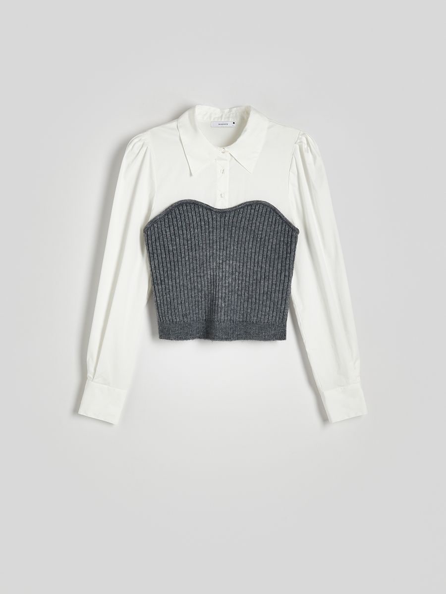 Knit corset with shirt - mid grey - RESERVED - 4