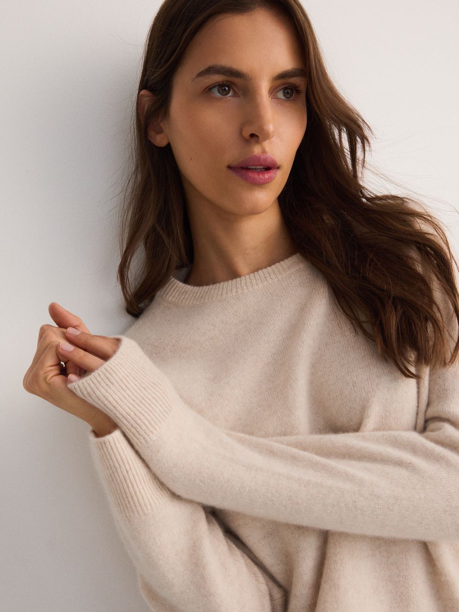 Wool rich jumper with cashmere blend - beige - RESERVED - 2