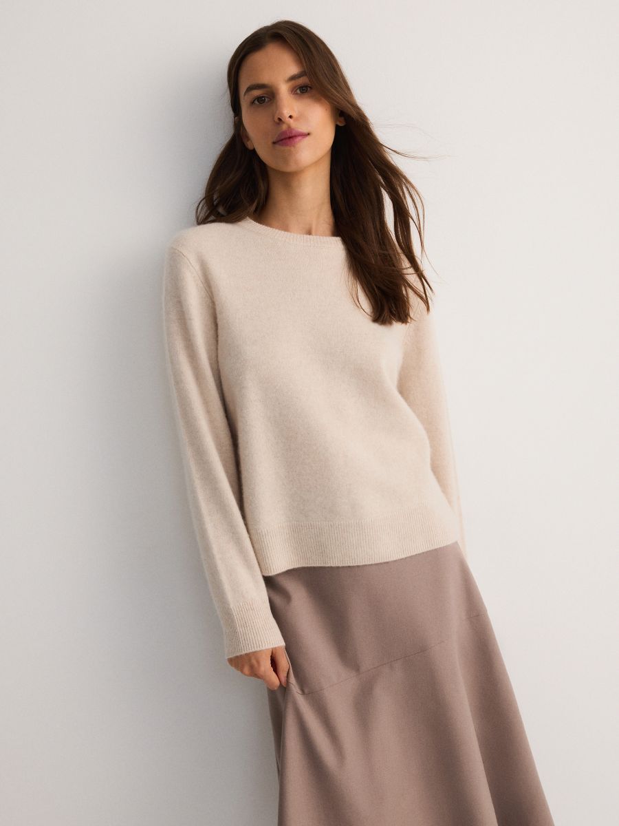 Wool rich jumper with cashmere blend - beige - RESERVED - 3