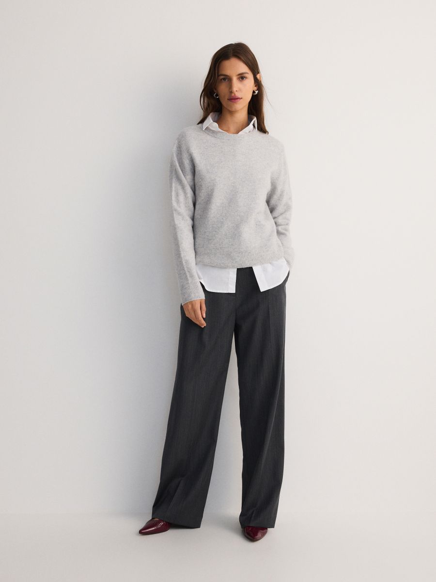 Wool rich jumper with cashmere blend - light grey - RESERVED - 5