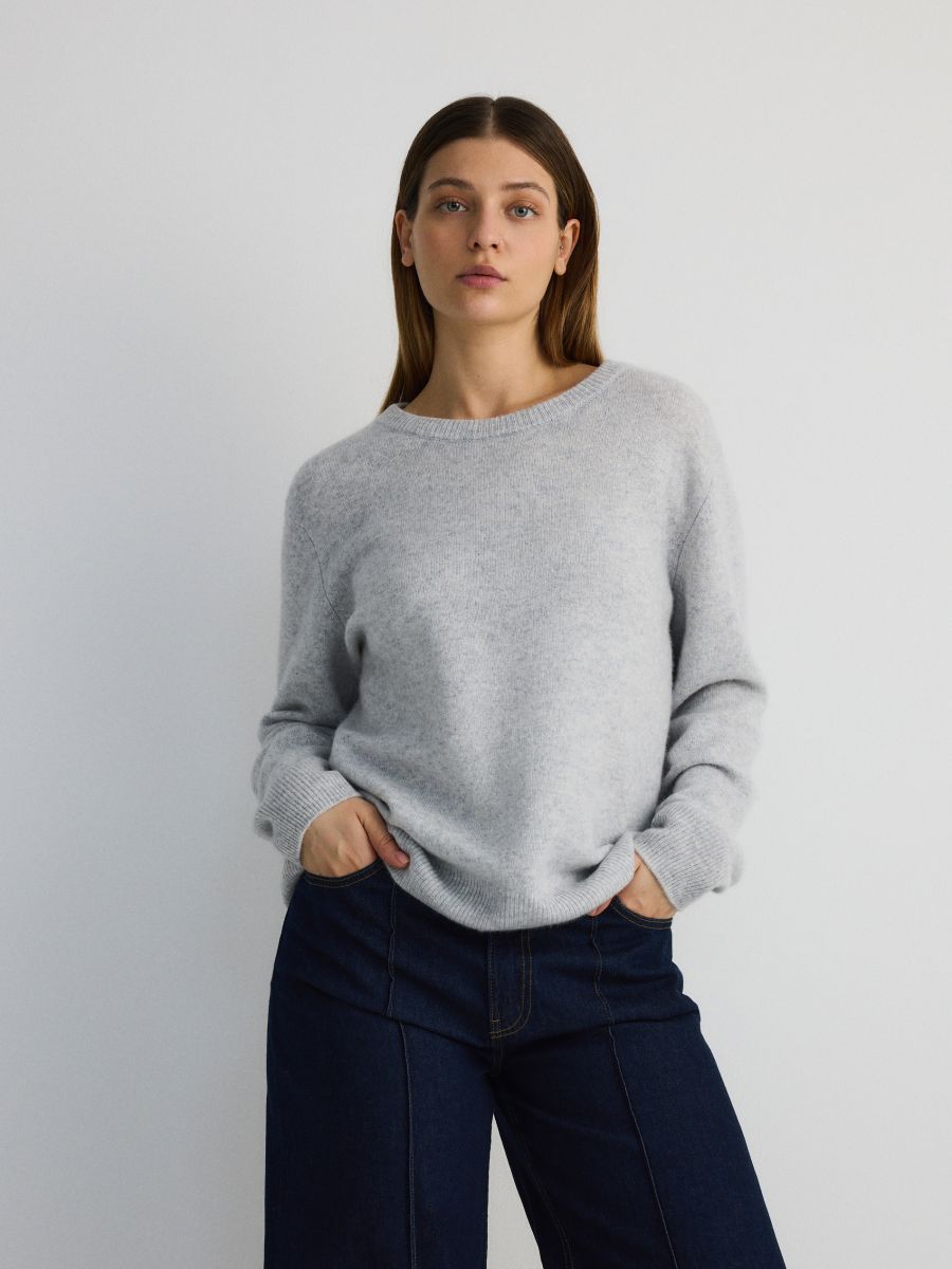 Wool rich jumper with cashmere blend - light grey - RESERVED - 7