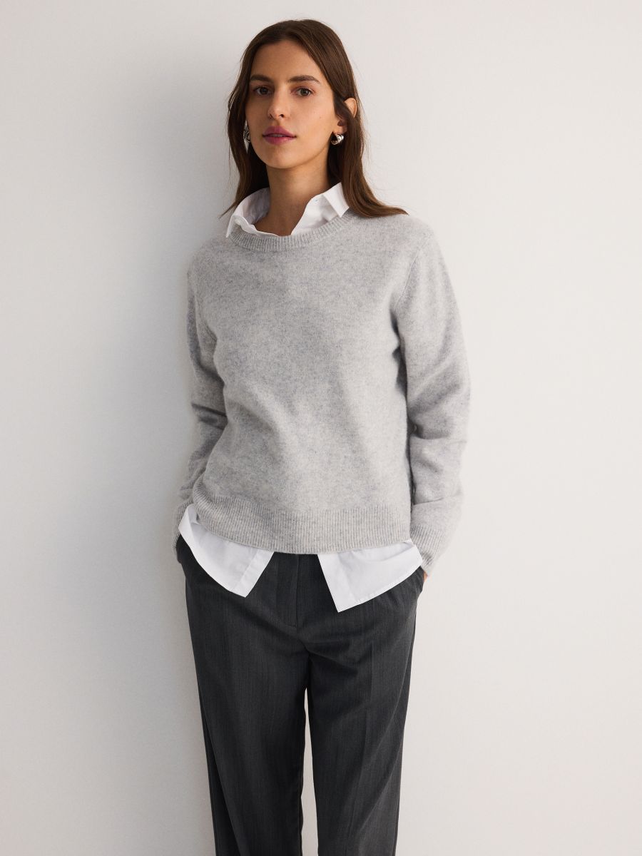 Wool rich jumper with cashmere blend - light grey - RESERVED - 3