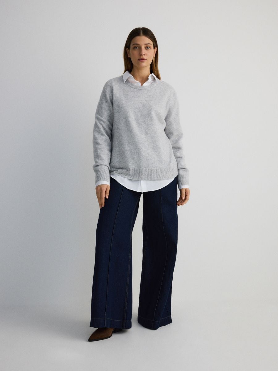 Wool rich jumper with cashmere blend - light grey - RESERVED - 8