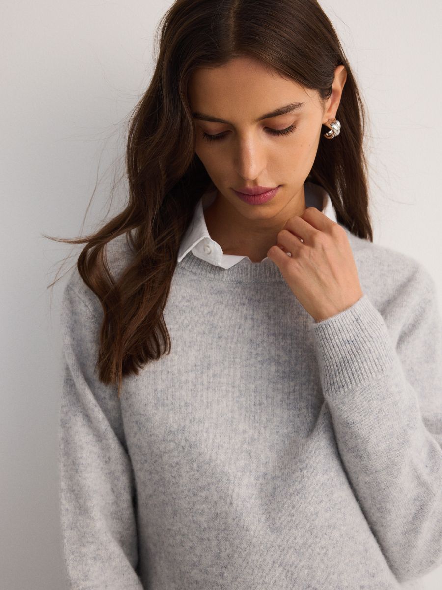 Wool rich jumper with cashmere blend - light grey - RESERVED - 2