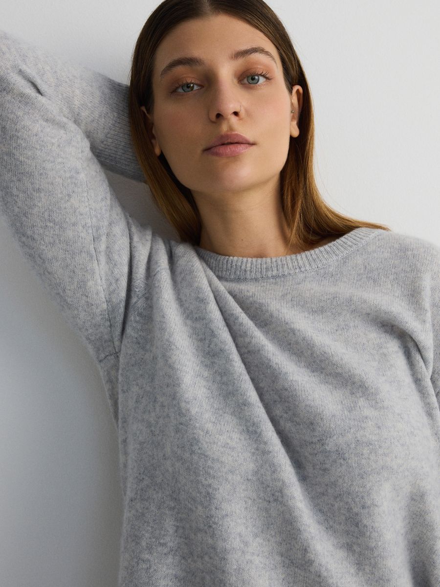 Wool rich jumper with cashmere blend - light grey - RESERVED - 9