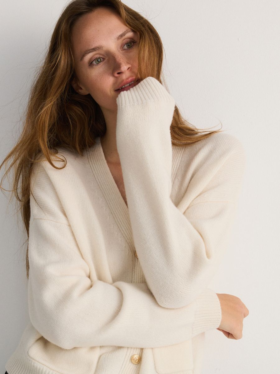 Wool cardigan - nude - RESERVED