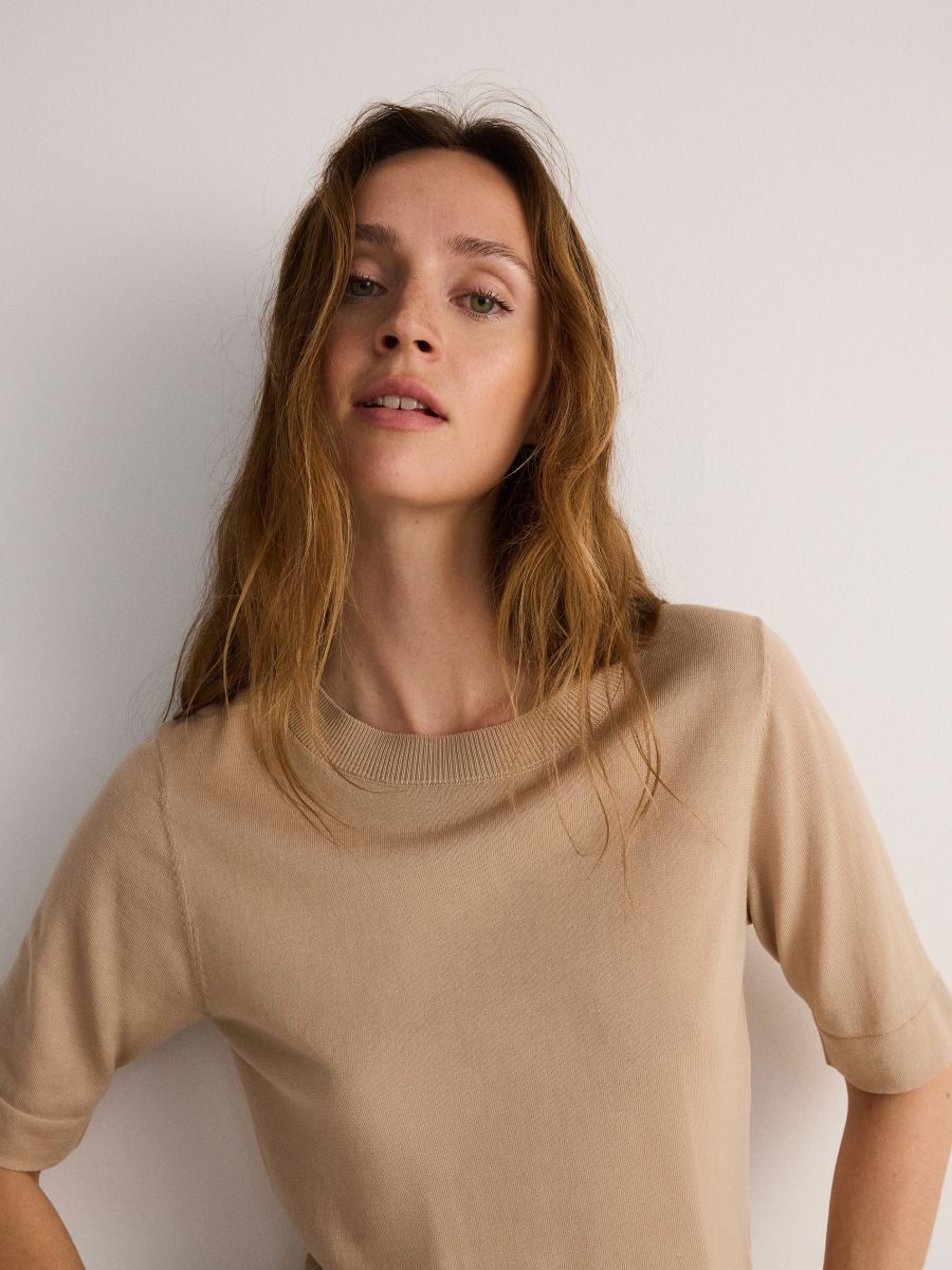 Silk blend blouse - beige - RESERVED - 2