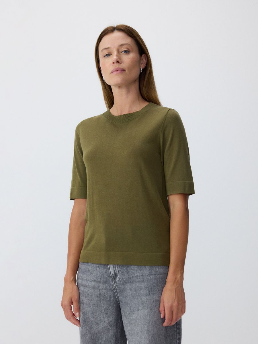 Silk blend blouse - olive - RESERVED - 2