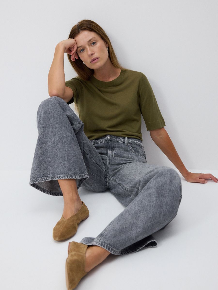 Silk blend blouse - olive - RESERVED - 3