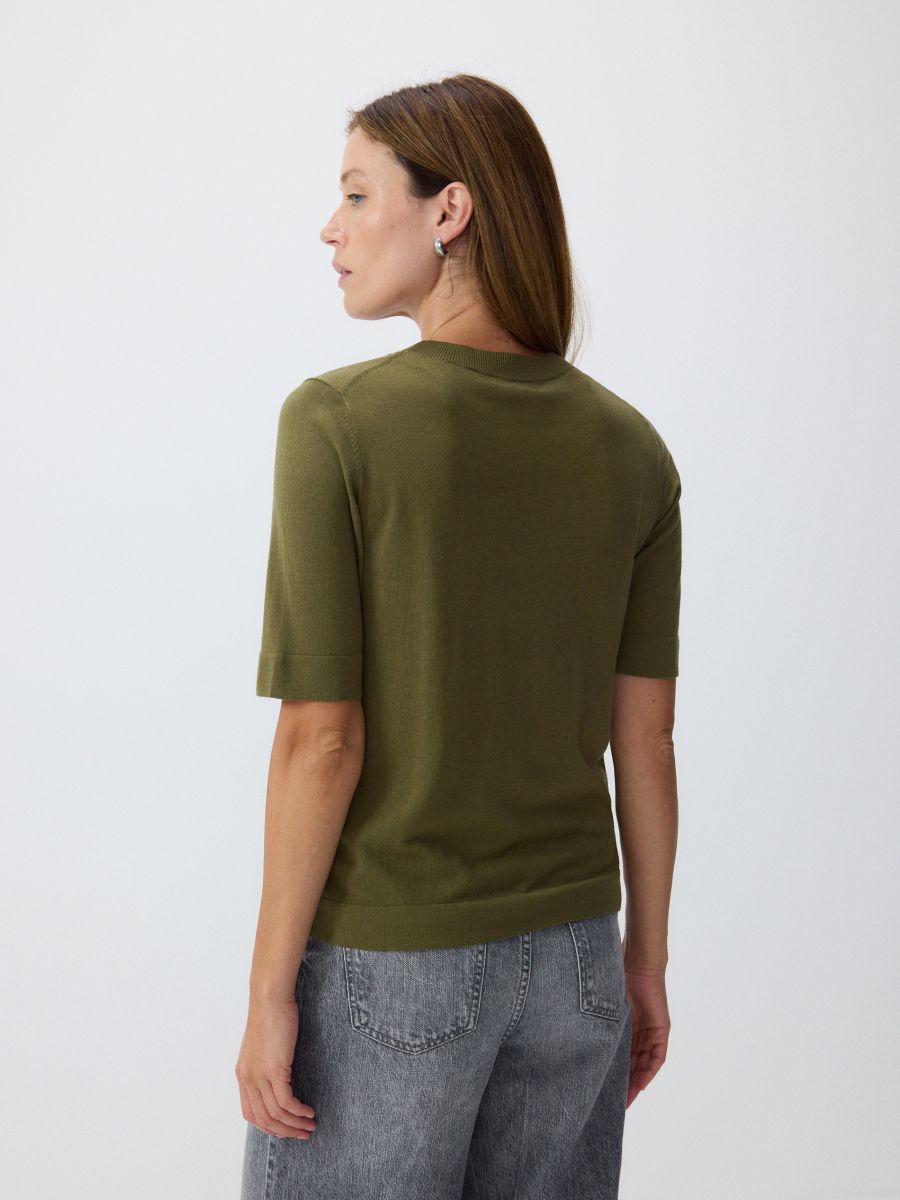 Silk blend blouse - olive - RESERVED - 4