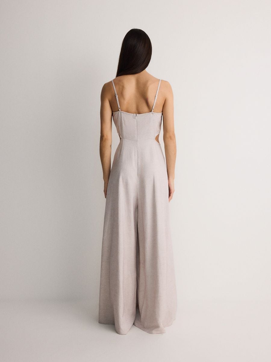 Viscose rich jumpsuit with linen blend - beige - RESERVED - 5