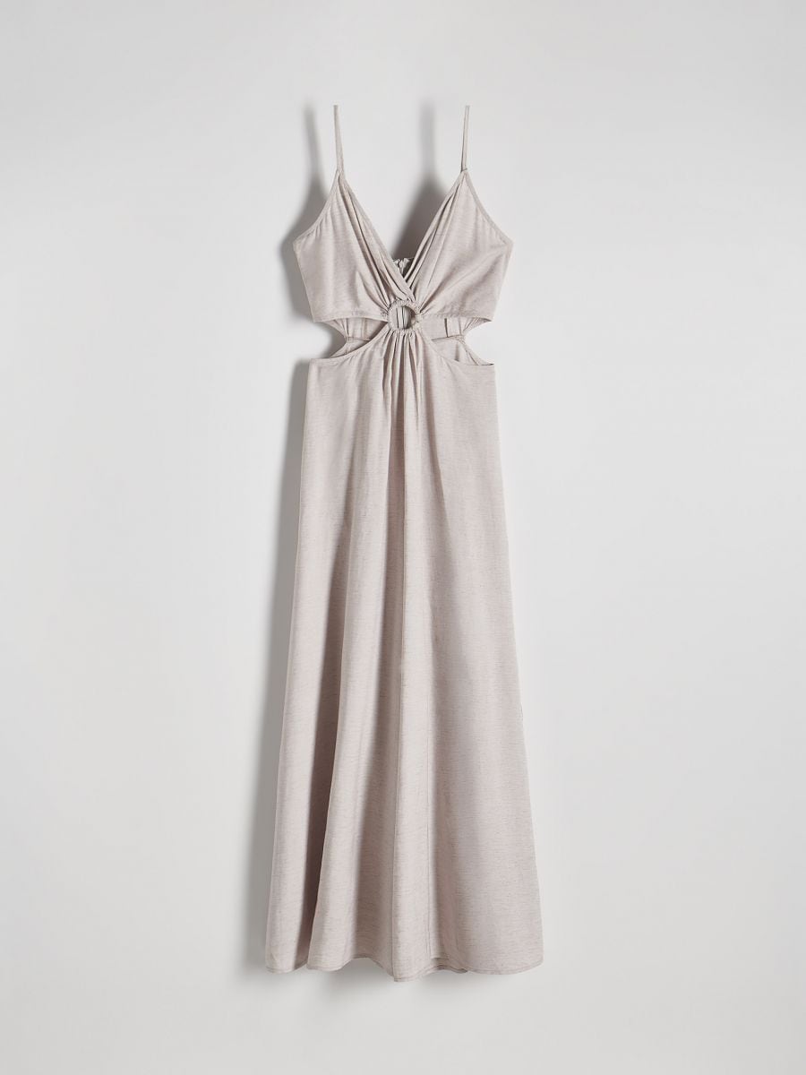 Viscose rich jumpsuit with linen blend - beige - RESERVED - 3
