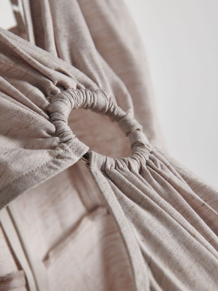 Viscose rich jumpsuit with linen blend - beige - RESERVED - 6