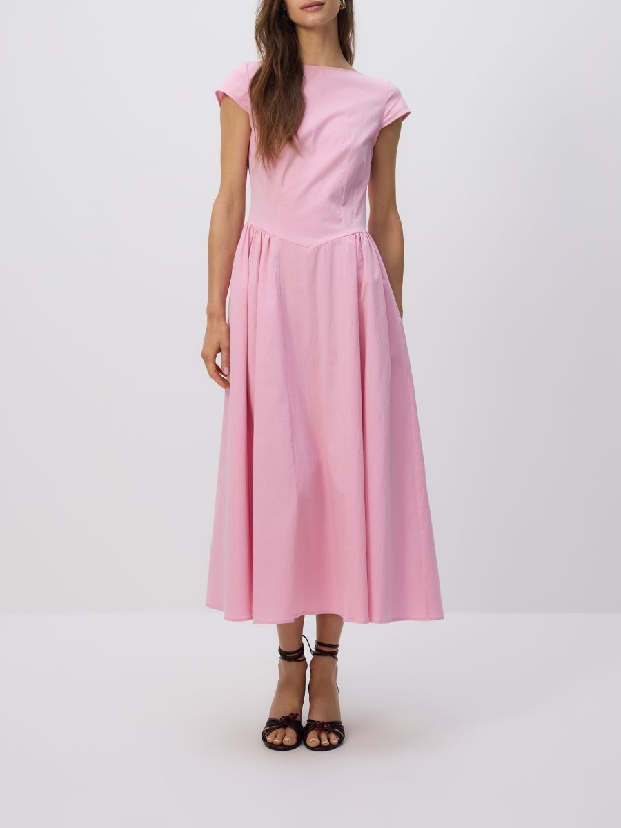 Abito midi con pieghe - rosa - RESERVED - 3