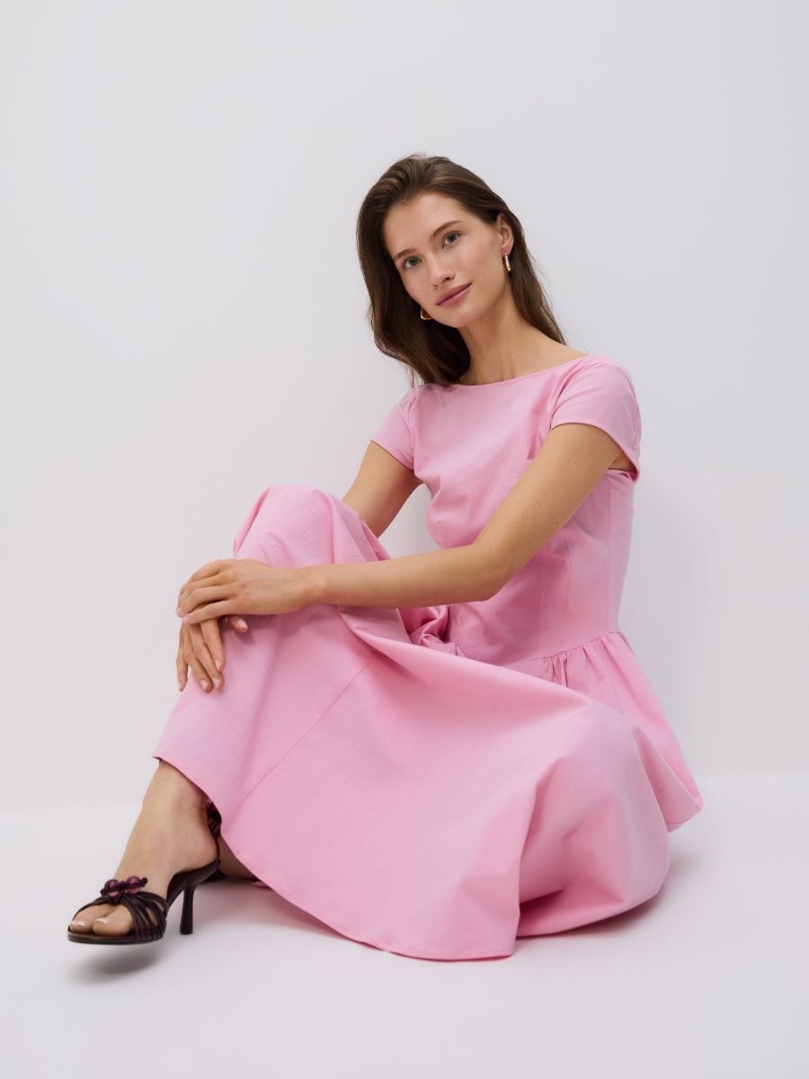 Abito midi con pieghe - rosa - RESERVED - 5