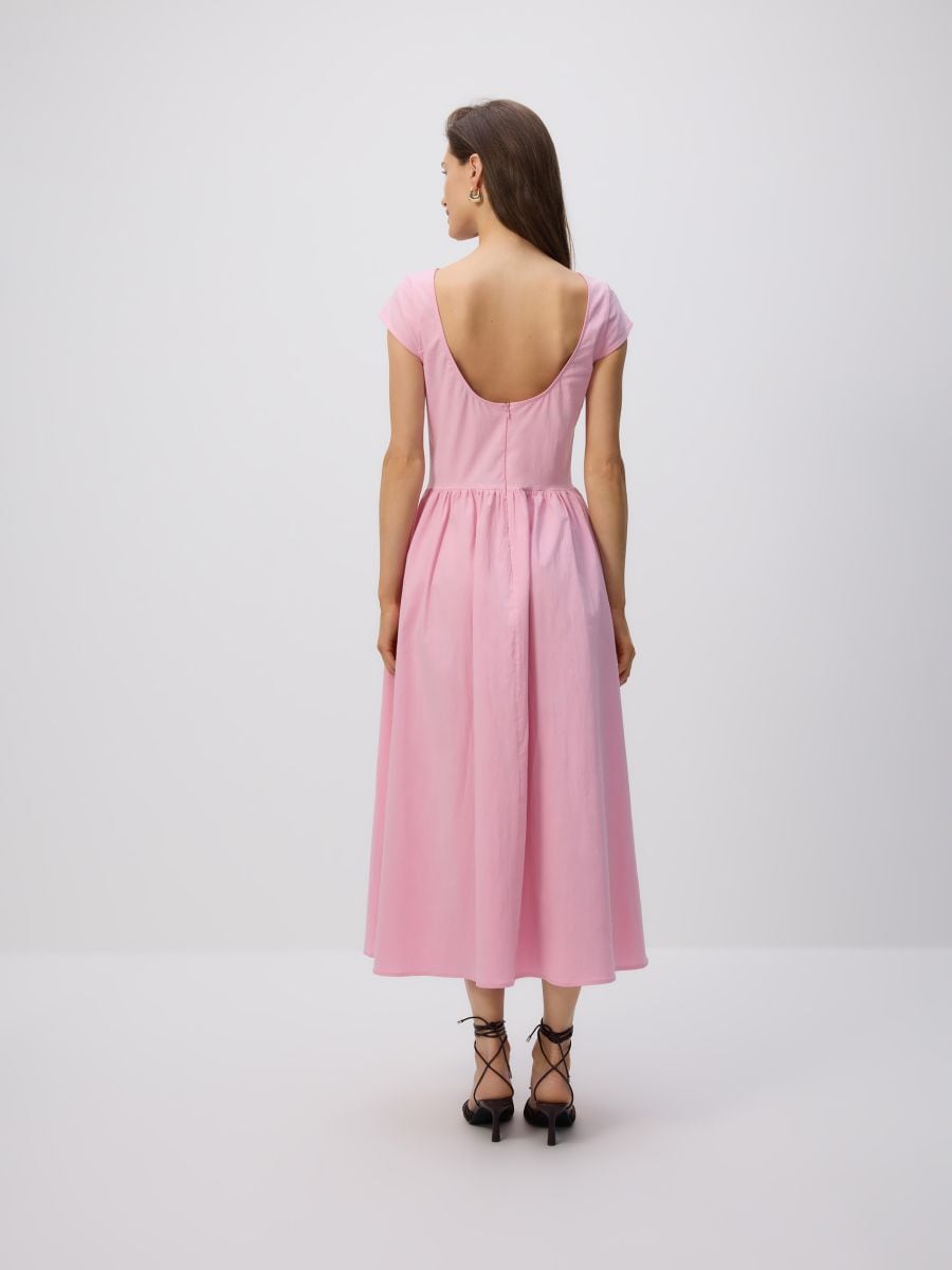 Abito midi con pieghe - rosa - RESERVED - 6