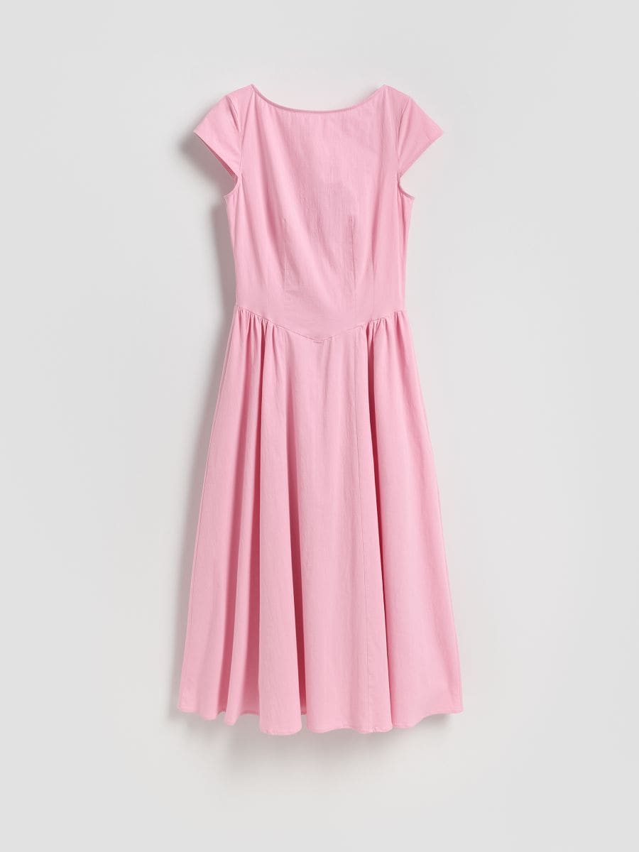 Abito midi con pieghe - rosa - RESERVED - 7