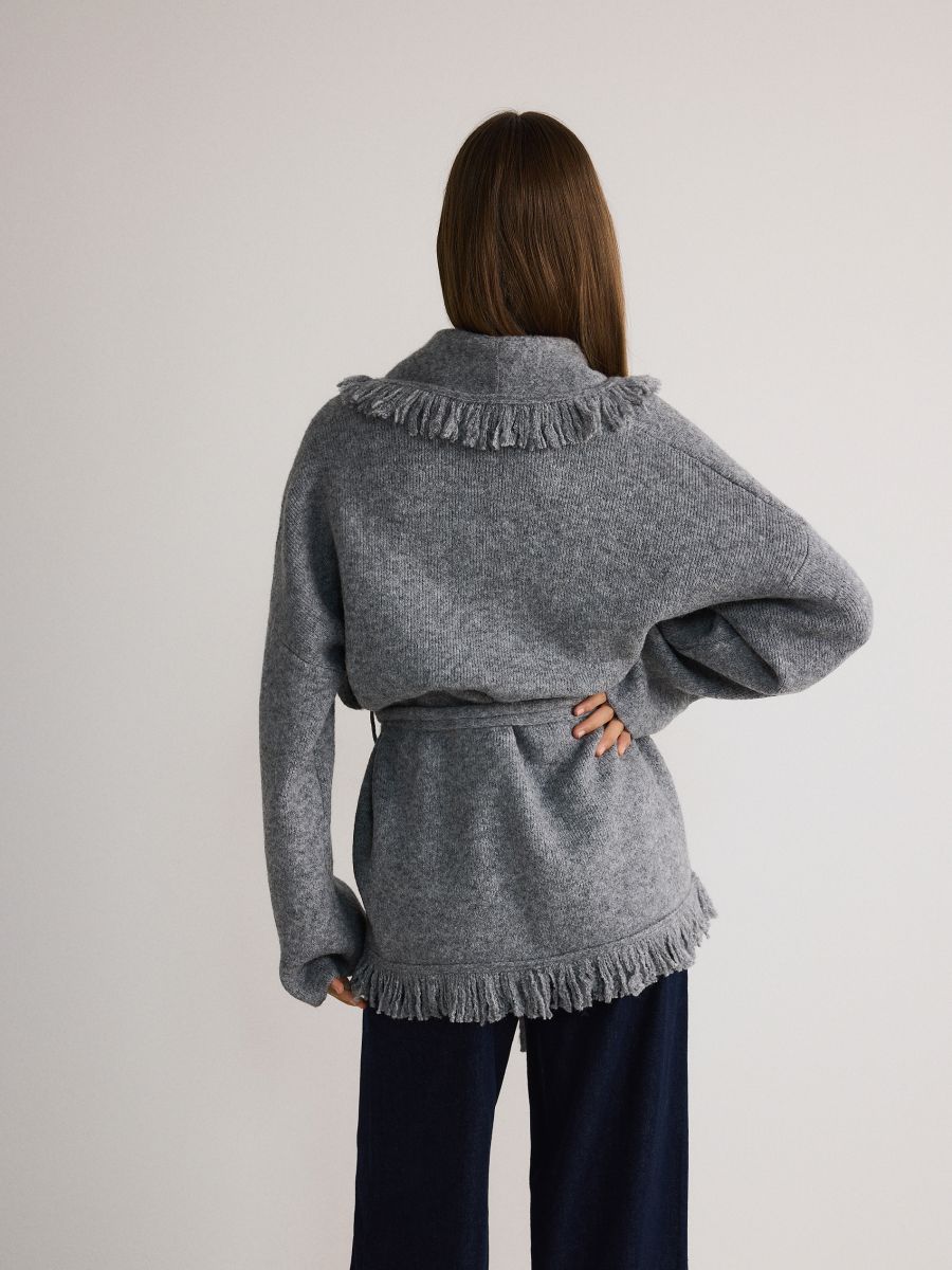 Cardigan with fringes - mid grey - RESERVED - 5