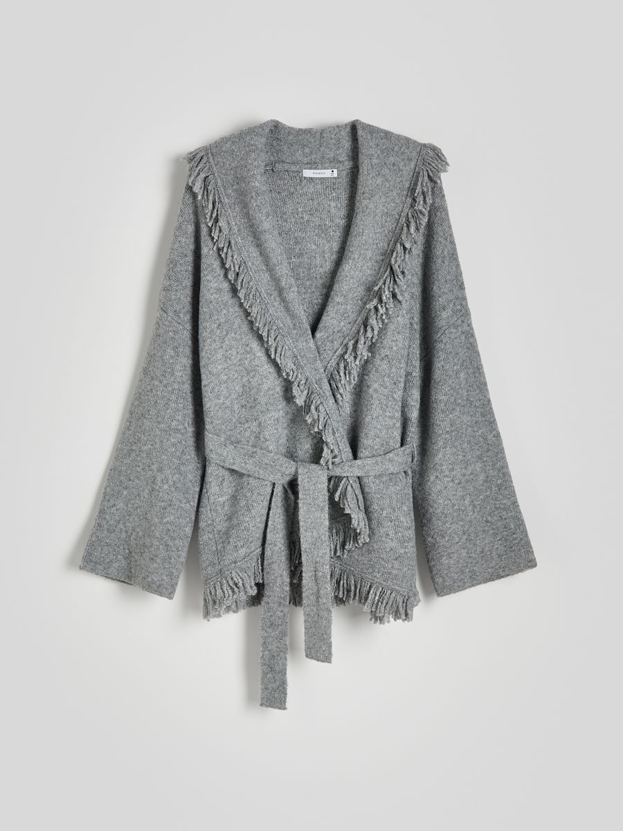 Cardigan with fringes - mid grey - RESERVED - 6
