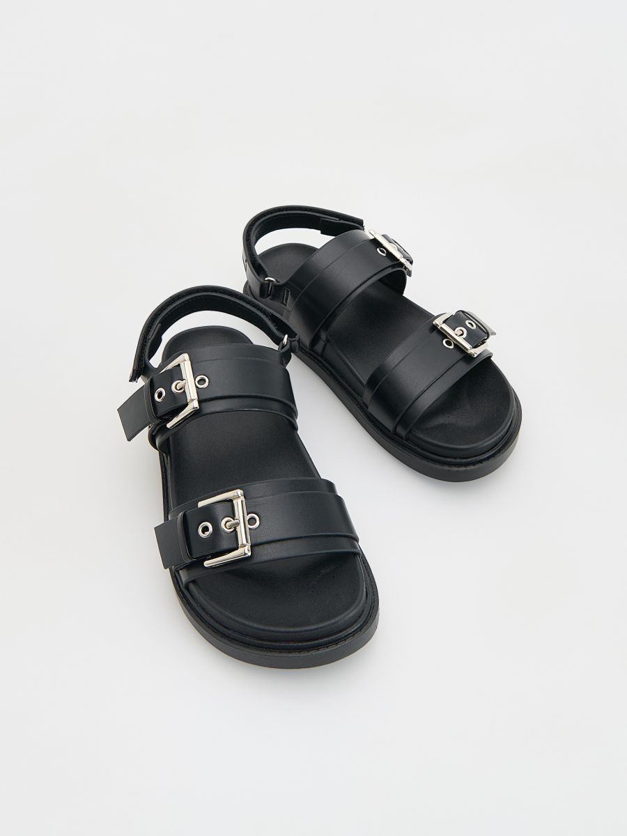 Sandales en cuir synthétique - Noir - RESERVED - 3