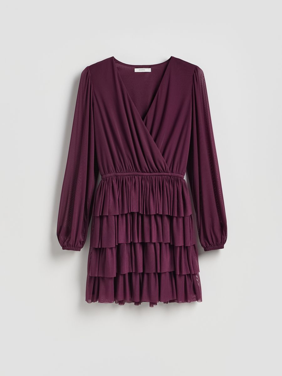 Mini dress with polka dots - dark violet - RESERVED