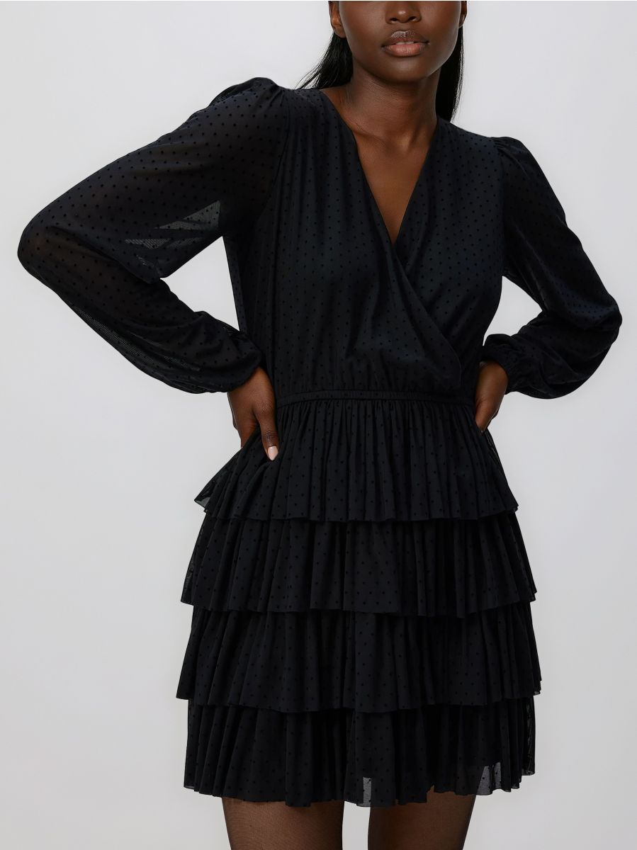 Sukienka mini w groszki - czarny - RESERVED