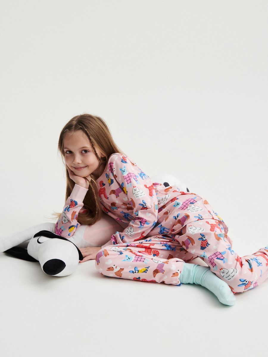 Dog pattern two piece pyjama set - pastel pink - RESERVED - 3