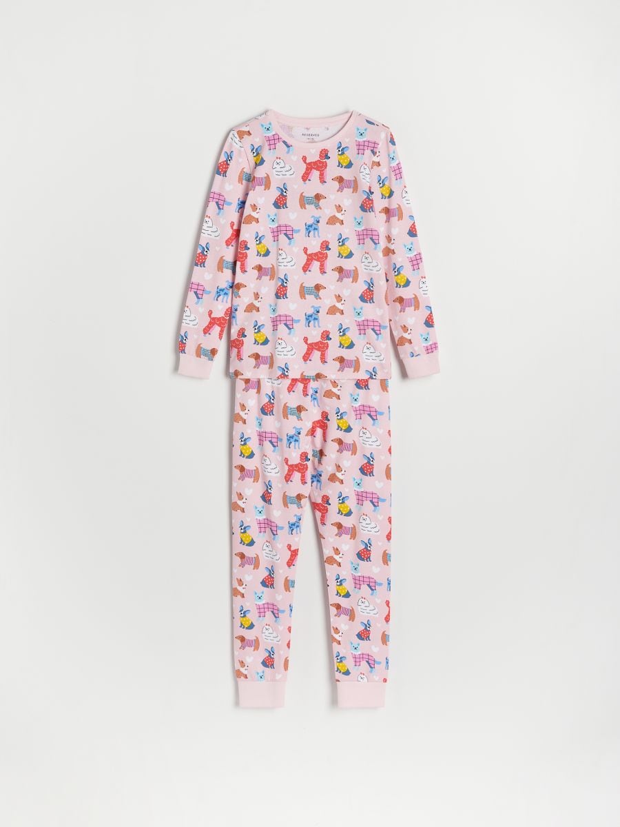Dog pattern two piece pyjama set - pastel pink - RESERVED - 2