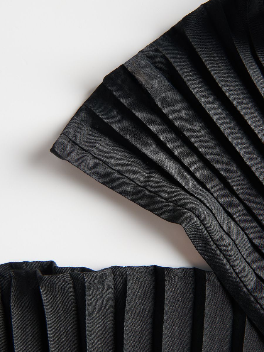 Pantaloni plissettati in misto viscosa - nero - RESERVED - 2