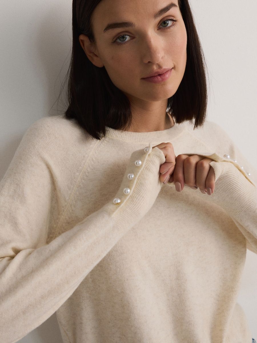 Jumper with decorative buttons - nude - RESERVED - 2