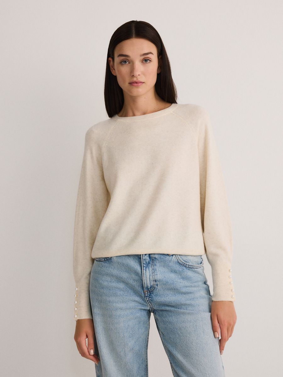 Jumper with decorative buttons - nude - RESERVED - 3