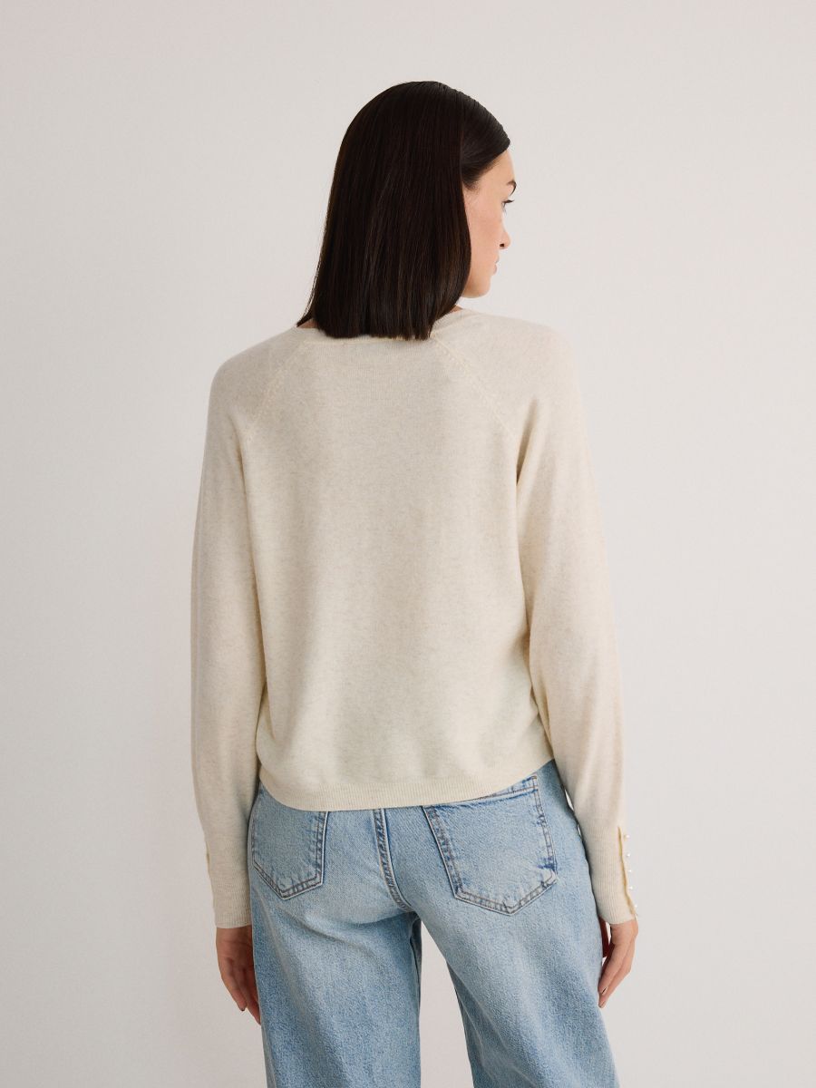 Jumper with decorative buttons - nude - RESERVED - 4