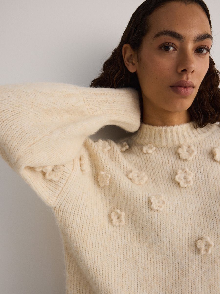 Pullover mit Blumenapplikation - beige - RESERVED - 2
