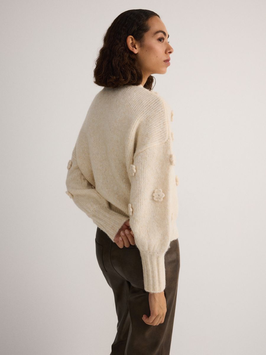 Pullover mit Blumenapplikation - beige - RESERVED - 4