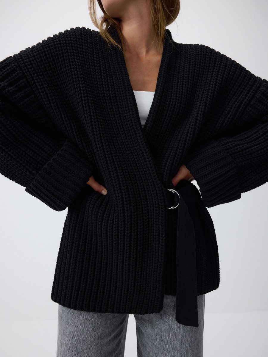 Cardigan with tie detail Color black - RESERVED - 6595B-99X